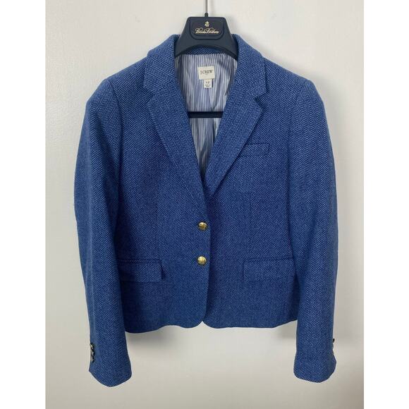 Women J. Crew Herrington Schoolboy gold 2-button wool blazer suit jacket 12 - Picture 1 of 5
